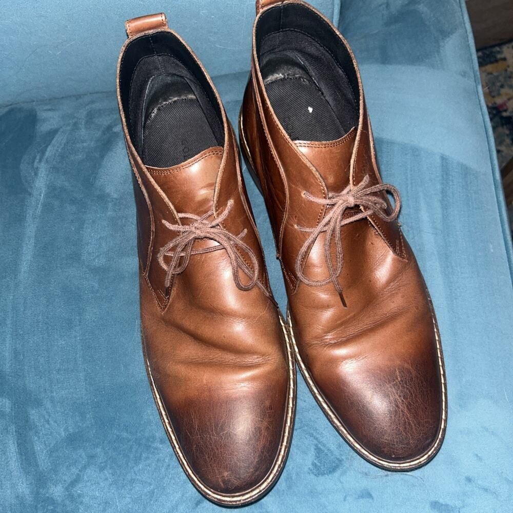 Cole Haan Boots Mens 10 Brown Burnished Leather Ankle box 1